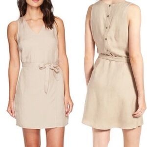 ASTR Odette Wrap Sleeveless Linen and Tencel Dress Sz Small Khaki